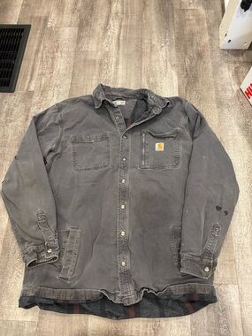 Carhartt Men's Charcoal Gray Canvas Shirt Jacket
